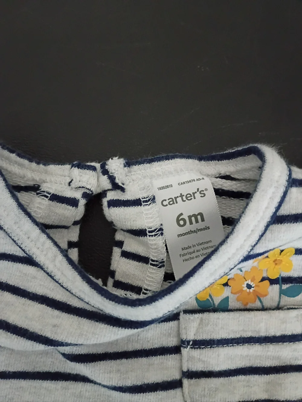 Carter's Baby Girl 2-Piece Striped Long Sleeve Pocket Top & Denim Jeans - Size 6